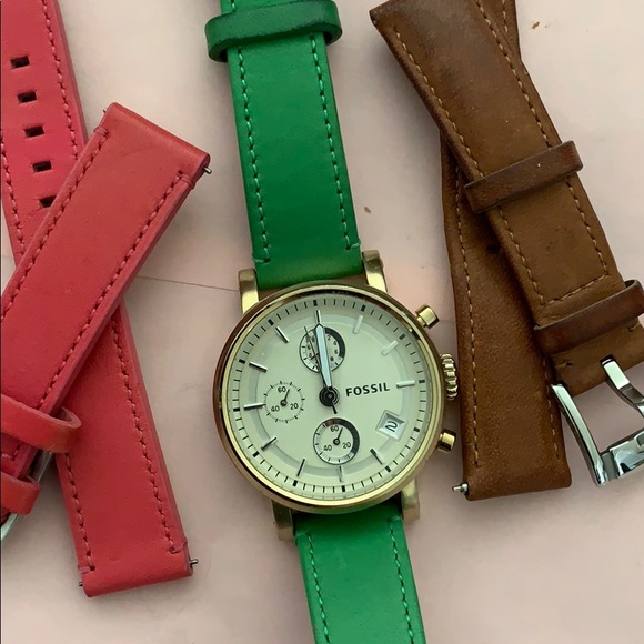 Fossil watch with 2 extra bands - Picture 2 of 2